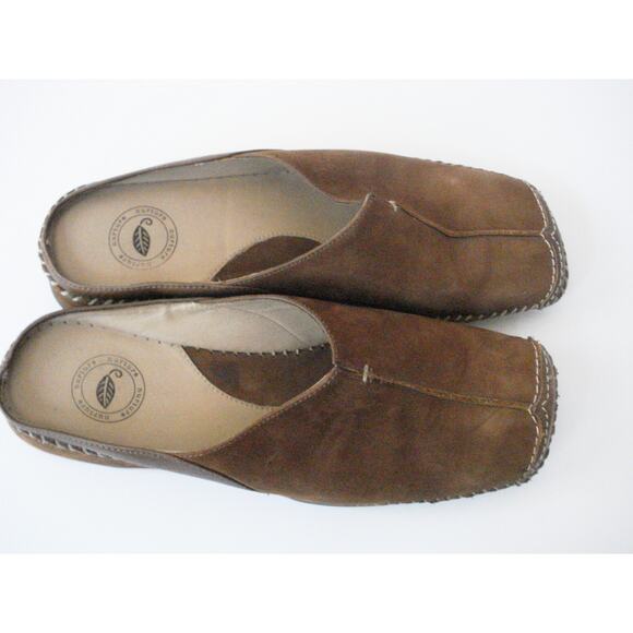 NURTURE RUST BROWN 2 TONE LEATHER MULE CLOG SHOE SZ 7.5M MADE IN BRAZIL - Picture 2 of 7